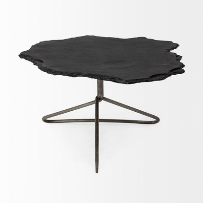 Mercana - Pinera 37"x33" Black Slate With Iron Base Coffee Table - 67802-AB view 4