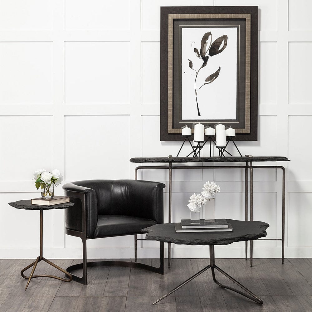 Mercana - Pinera 37"x33" Black Slate With Iron Base Coffee Table - 67802-AB view 5
