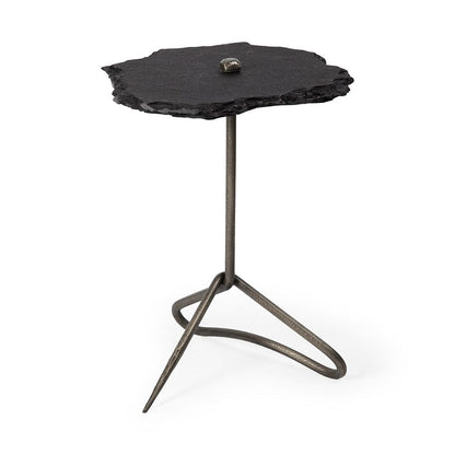 Mercana - Pinera II 19L x 19W Black Slate Top W/ Triangular Iron Base Accent Table - 67803-AB view 1