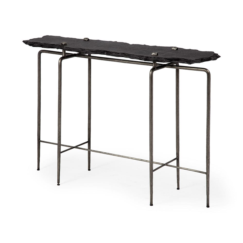 Mercana - Pinera III 49L x 17W Black Slate W/Iron Base Console Table - 67801-AB_CLOSEOUT view 1