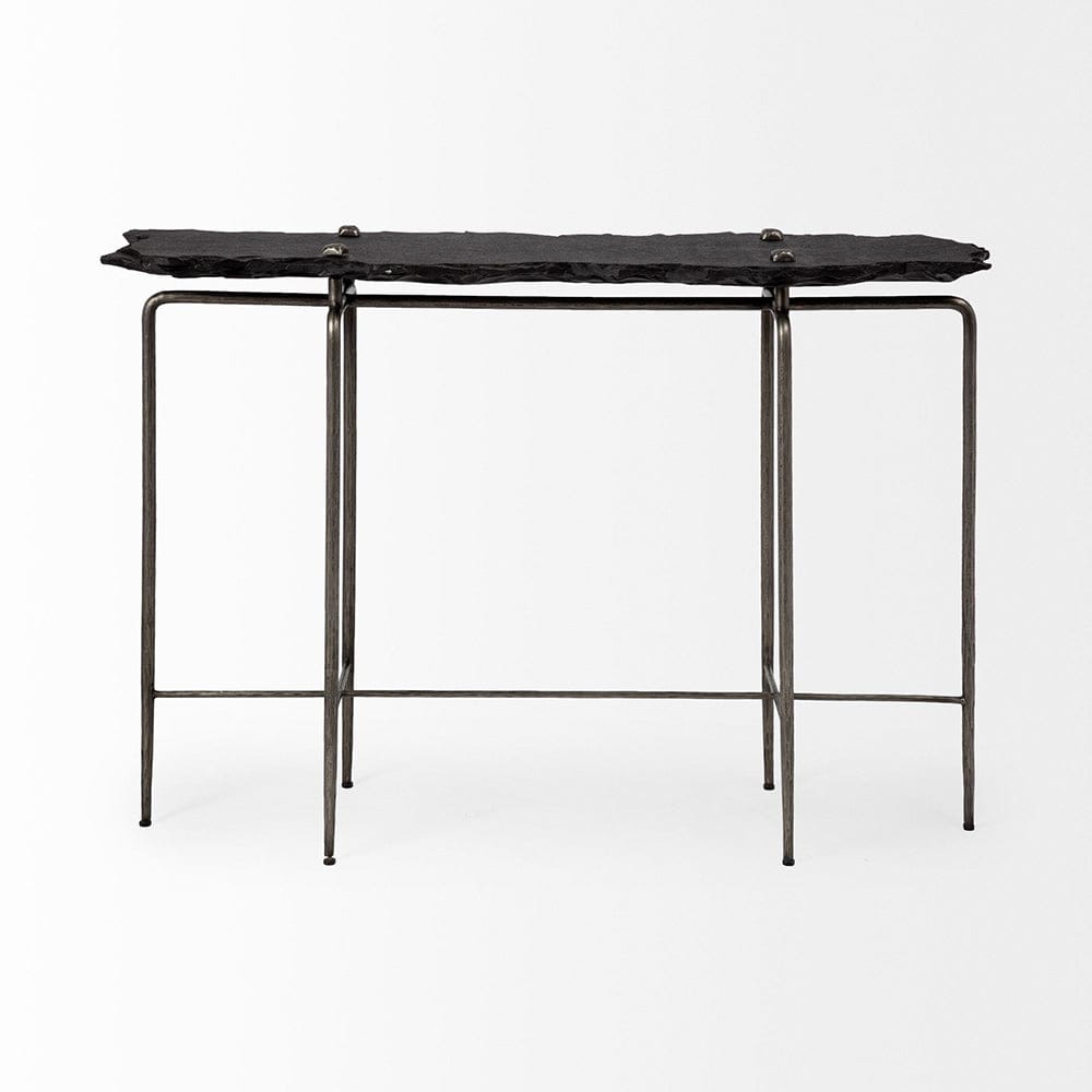 Mercana - Pinera III 49L x 17W Black Slate W/Iron Base Console Table - 67801-AB_CLOSEOUT view 3