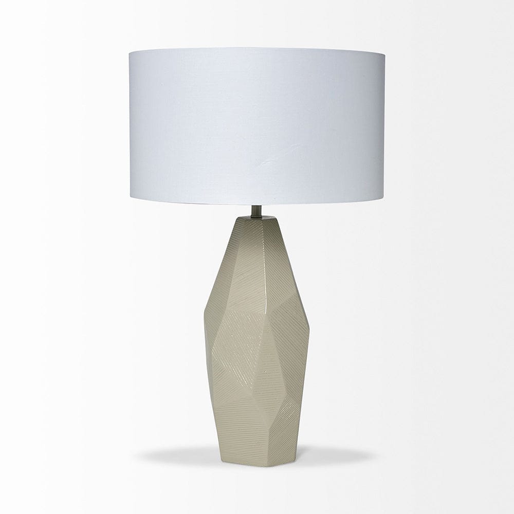 Mercana - Piven 29.5"H Beige Ceramic Base White Linen Shade Table Lamp - 68336 view 2