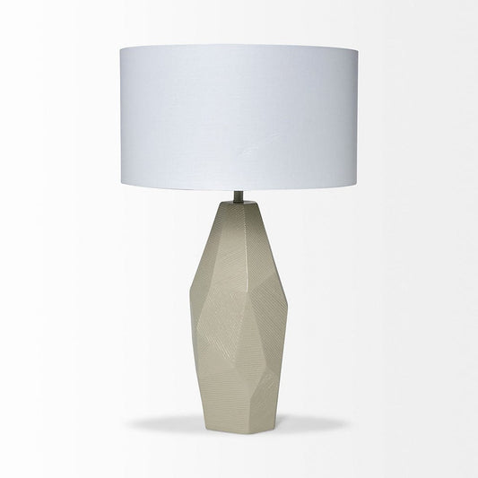 Mercana - Piven 29.5"H Beige Ceramic Base White Linen Shade Table Lamp - 68336 view 2