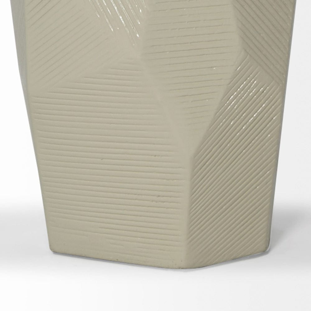 Mercana - Piven 29.5"H Beige Ceramic Base White Linen Shade Table Lamp - 68336 view 4