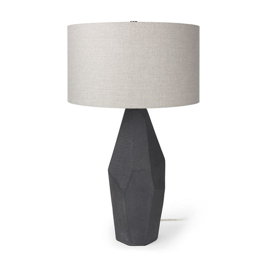 Mercana - Piven Black w/ Gray Wash Textured Ceramic Table Lamp - 70369 view 1