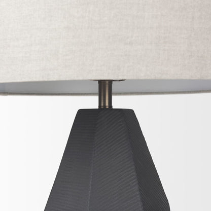 Mercana - Piven Black w/ Gray Wash Textured Ceramic Table Lamp - 70369 view 6