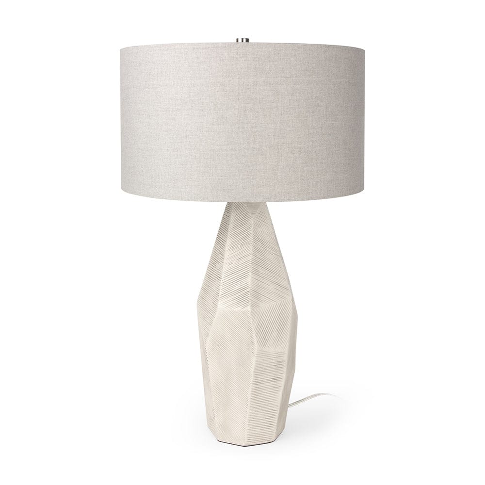 Mercana - Piven White w/Antiqued Wash Textured Ceramic Table Lamp - 70370 view 1