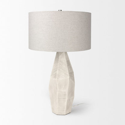 Mercana - Piven White w/Antiqued Wash Textured Ceramic Table Lamp - 70370 view 2
