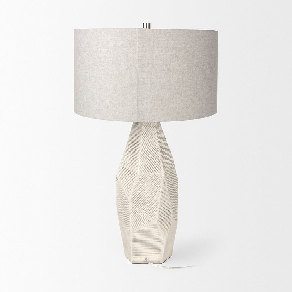 Mercana - Piven White w/Antiqued Wash Textured Ceramic Table Lamp - 70370 view 3