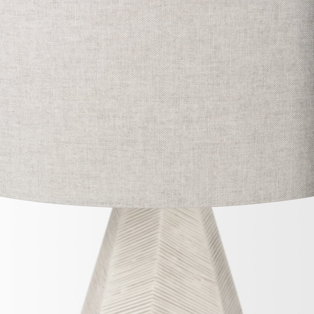 Mercana - Piven White w/Antiqued Wash Textured Ceramic Table Lamp - 70370 view 5