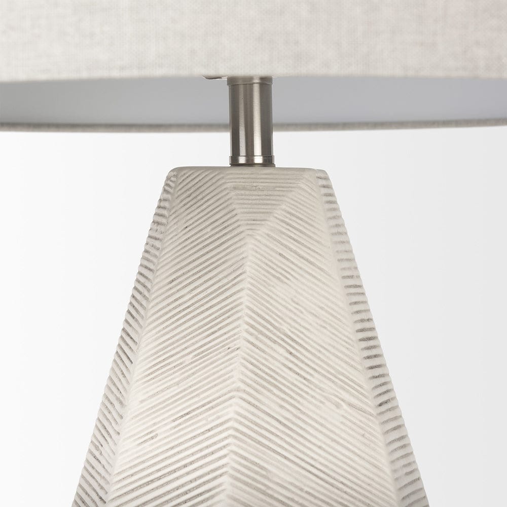 Mercana - Piven White w/Antiqued Wash Textured Ceramic Table Lamp - 70370 view 6