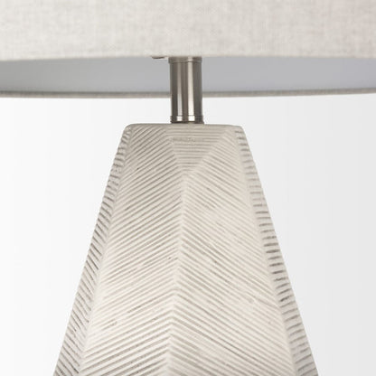 Mercana - Piven White w/Antiqued Wash Textured Ceramic Table Lamp - 70370 view 6