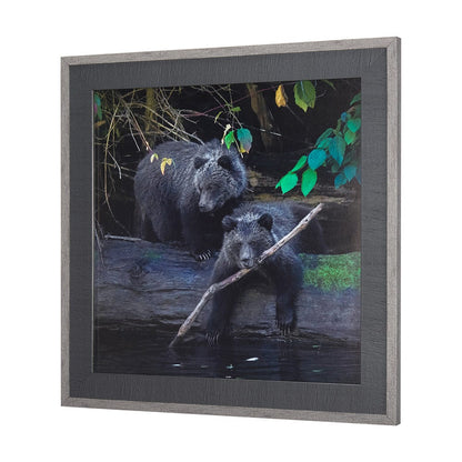 Mercana - Playing Bears by Chad Mackay a Hand Embellished Textured Framed Art Print Matted under Glass - 14370 view 2