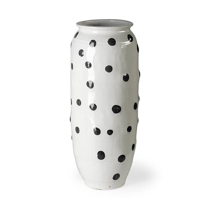 Mercana - Polka Large 32H White Ceramic Polka Dot Vase - 69047 view 1