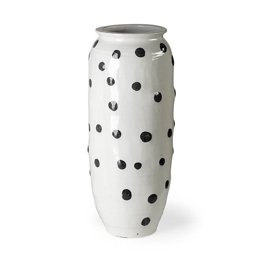 Mercana - Polka Large 32H White Ceramic Polka Dot Vase - 69047 view 1