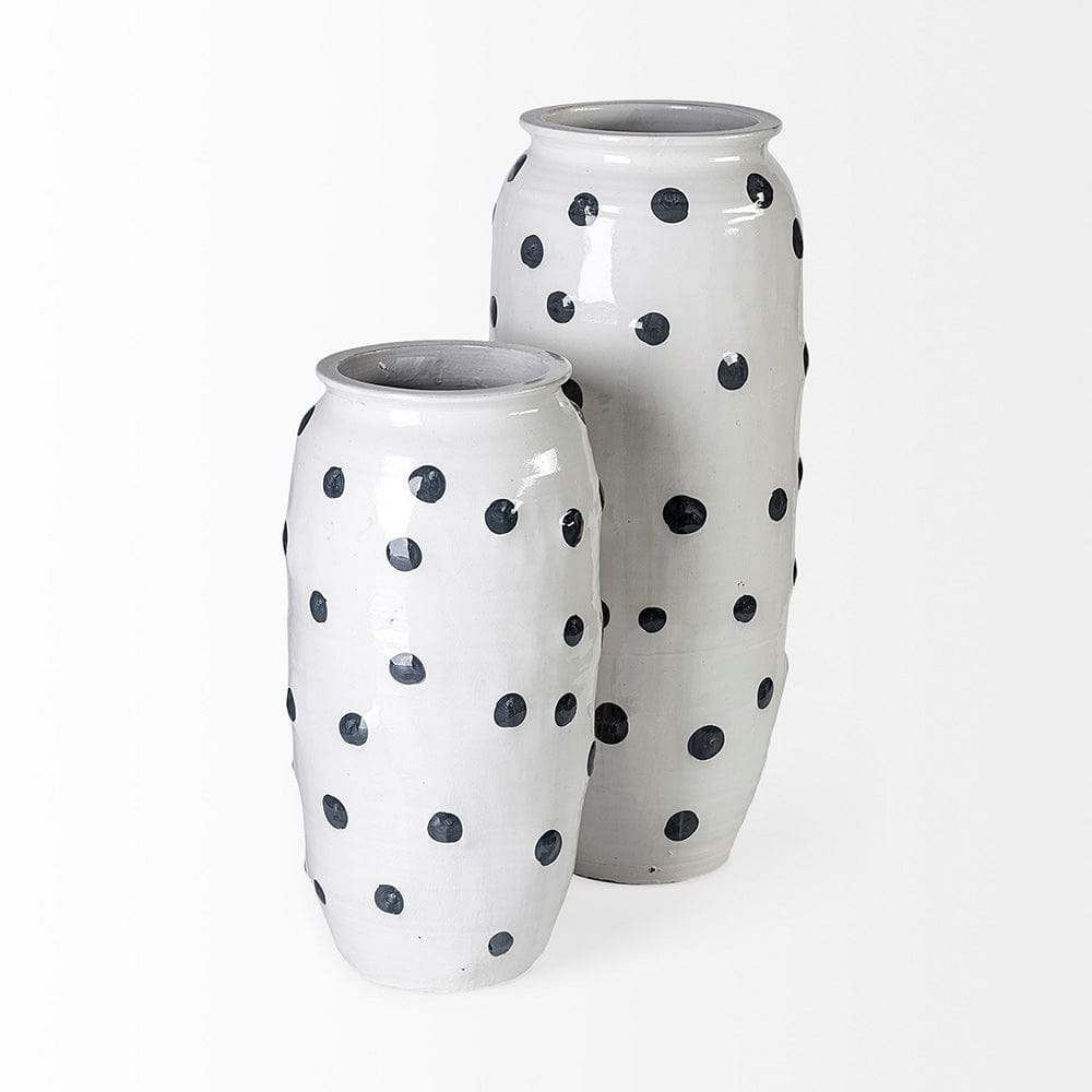 Mercana - Polka Large 32H White Ceramic Polka Dot Vase - 69047 view 3