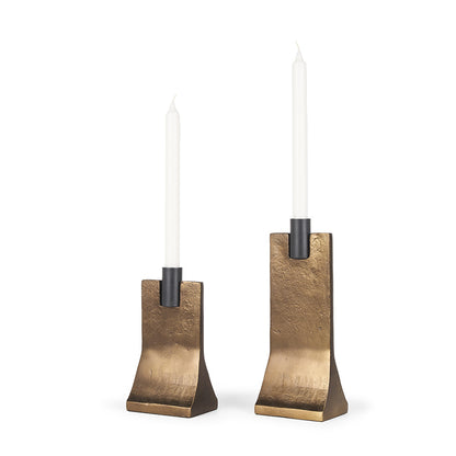 Mercana - Polli Antiqued Gold w/ Matte Black Metal Taper Candleholders (Set of 2) - 70670 view 1