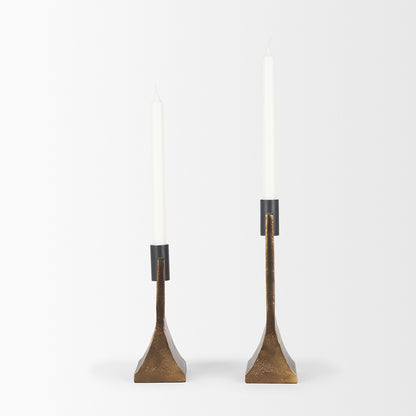 Mercana - Polli Antiqued Gold w/ Matte Black Metal Taper Candleholders (Set of 2) - 70670 view 4
