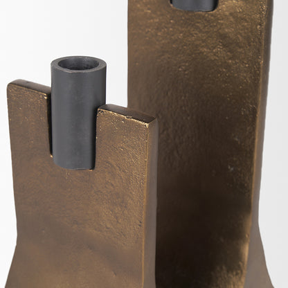 Mercana - Polli Antiqued Gold w/ Matte Black Metal Taper Candleholders (Set of 2) - 70670 view 9