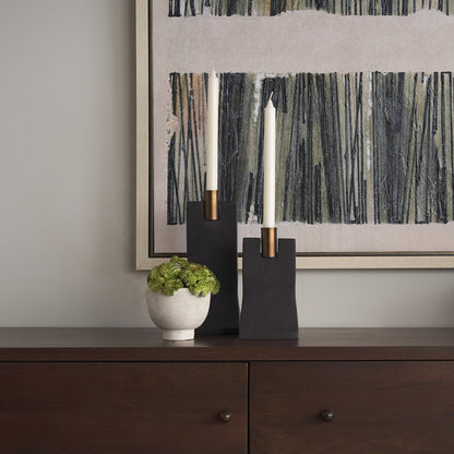 Mercana - Polli Matte Black w/ Brushed Gold Metal Taper Candleholders (Set of 2) - 70672 view 10