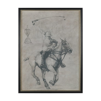 Mercana - Polo Player I by Mercana Studio a Hand Embellished Textured Framed Art Print Matted under Glass - 13617 view 1