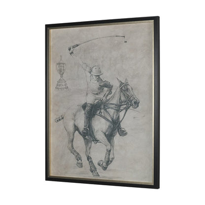 Mercana - Polo Player I by Mercana Studio a Hand Embellished Textured Framed Art Print Matted under Glass - 13617 view 2