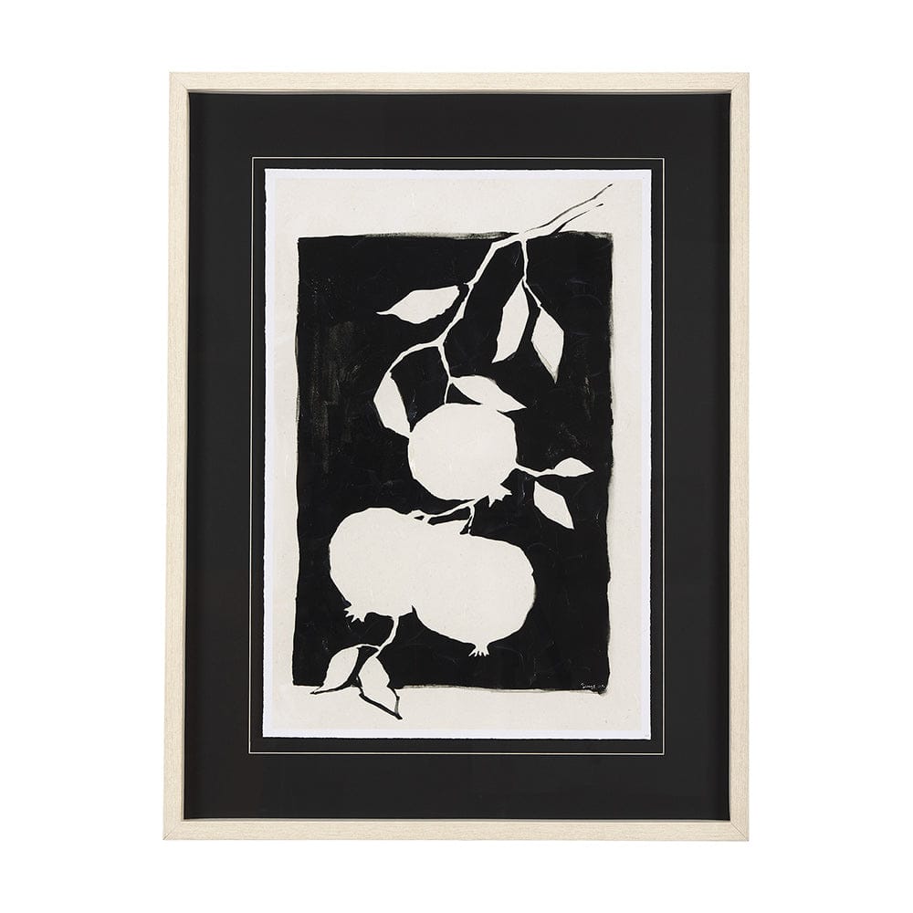 Mercana - Pomegranate Branch Silhouette by Mercana Studio Hand Embellished Framed Art Print Matted under Glass - 14672 view 1