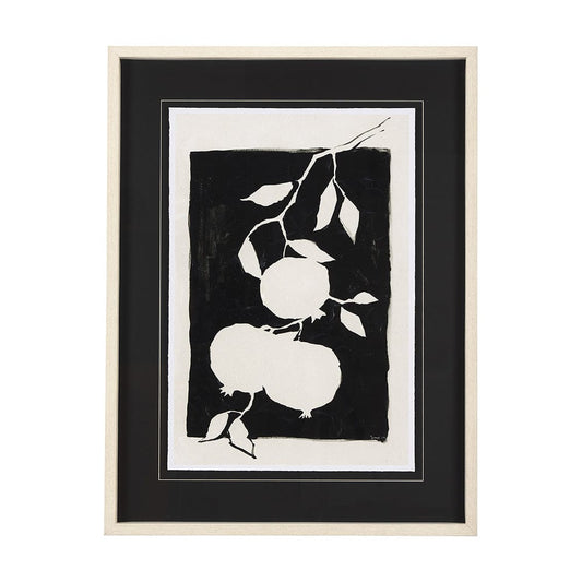 Mercana - Pomegranate Branch Silhouette by Mercana Studio Hand Embellished Framed Art Print Matted under Glass - 14672 view 1