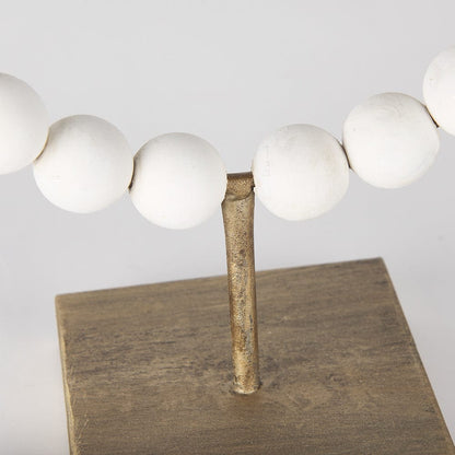 Mercana - Pontchartrain I Small 9L x 5W White Beaded Broken Sphere Decorative Object W/ Gold Base - 68680 view 6