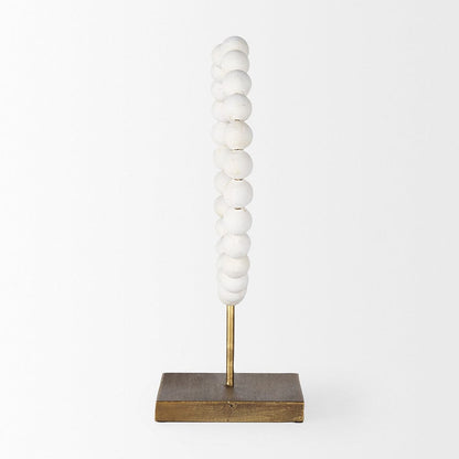 Mercana - Pontchartrain II Large 11L x 6W White Beaded Broken Sphere Decorative Object W/ Gold Base - 68681 view 3