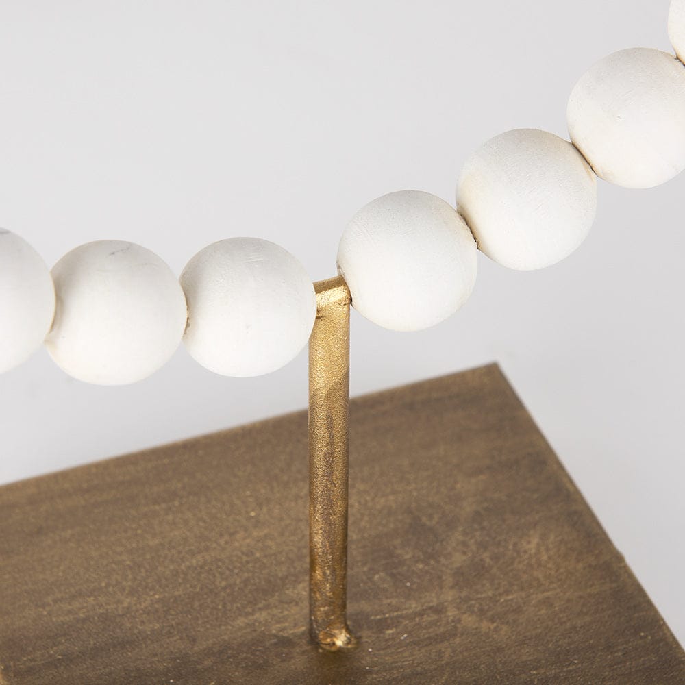 Mercana - Pontchartrain II Large 11L x 6W White Beaded Broken Sphere Decorative Object W/ Gold Base - 68681 view 6