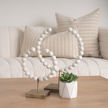 Mercana - Pontchartrain II Large 11L x 6W White Beaded Broken Sphere Decorative Object W/ Gold Base - 68681 view 8