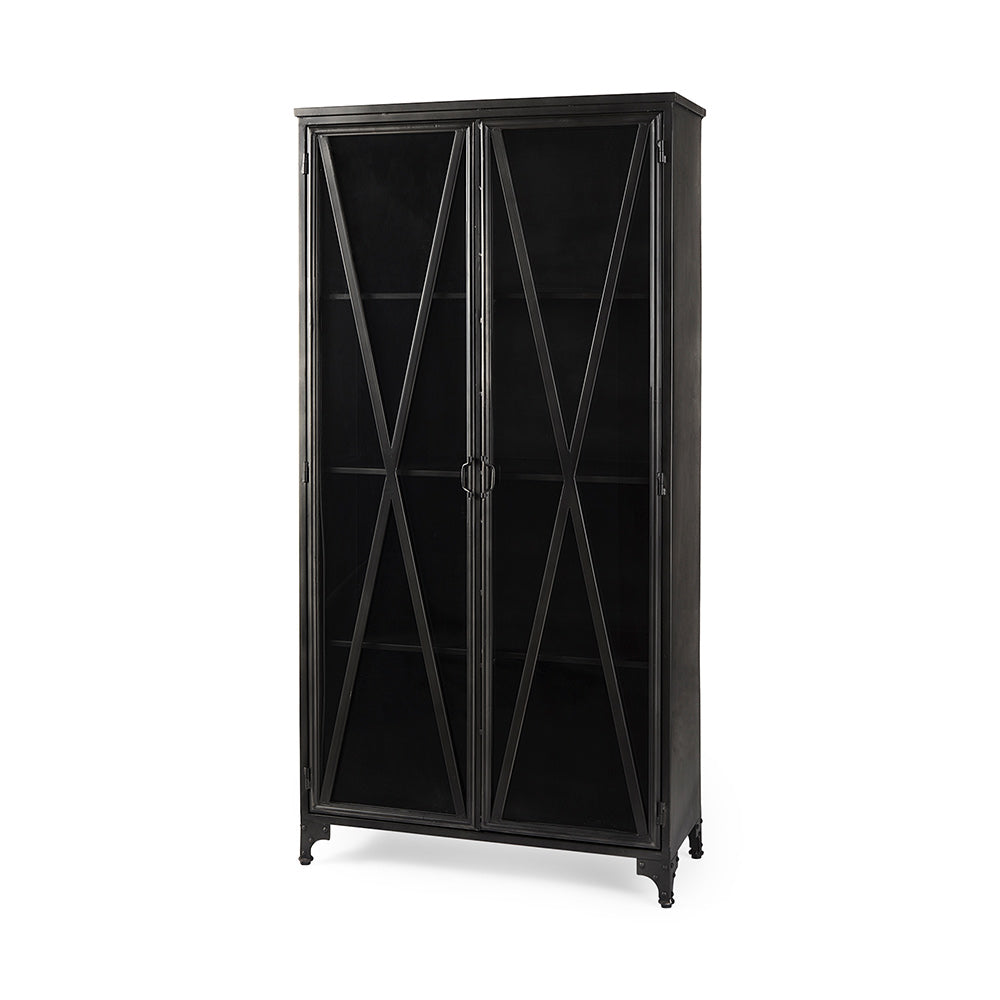 Mercana - Poppy II 73.8" H Black Metal With Glass Door Display Cabinet - 50361 view 1