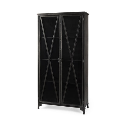 Mercana - Poppy II 73.8" H Black Metal With Glass Door Display Cabinet - 50361 view 1