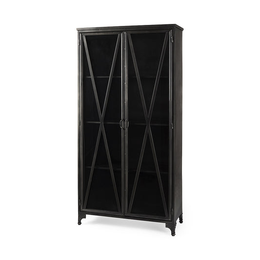 Mercana - Poppy II 73.8" H Black Metal With Glass Door Display Cabinet - 50361 view 1
