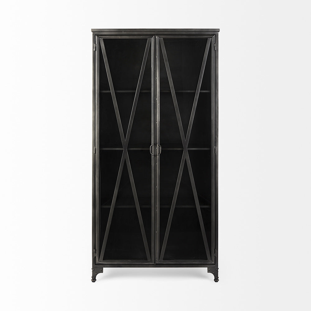 Mercana - Poppy II 73.8" H Black Metal With Glass Door Display Cabinet - 50361 view 2
