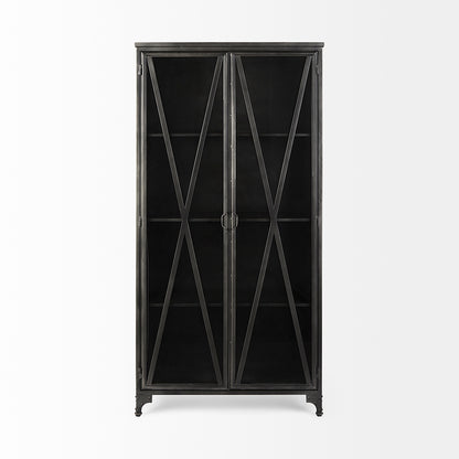 Mercana - Poppy II 73.8" H Black Metal With Glass Door Display Cabinet - 50361 view 2