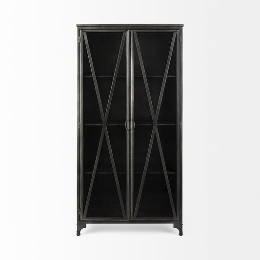 Mercana - Poppy II 73.8" H Black Metal With Glass Door Display Cabinet - 50361 view 2