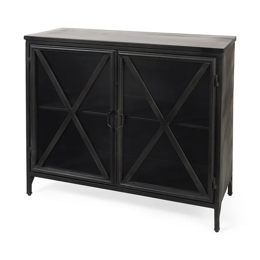 Mercana - Poppy III 40L x 16W Black Metal With Glass Door Accent Cabinet - 69129 view 1