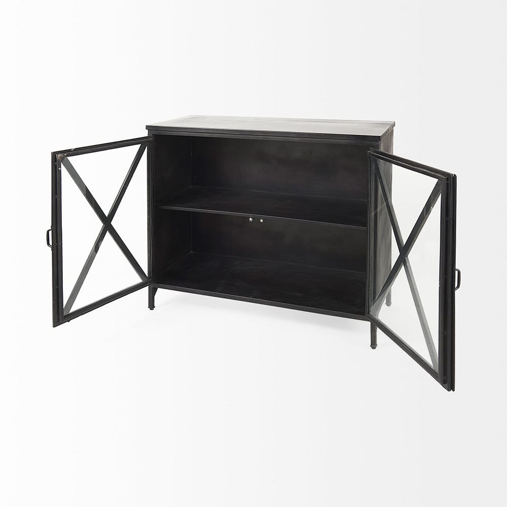 Mercana - Poppy III 40L x 16W Black Metal With Glass Door Accent Cabinet - 69129 view 5