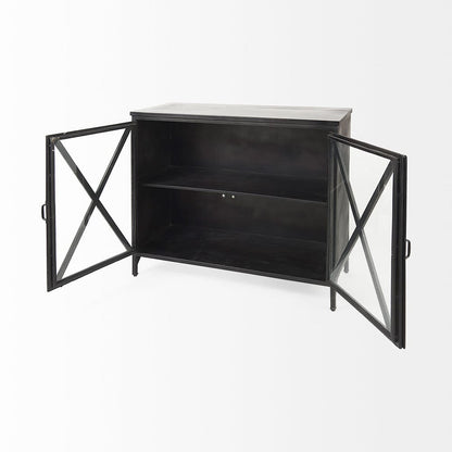 Mercana - Poppy III 40L x 16W Black Metal With Glass Door Accent Cabinet - 69129 view 5