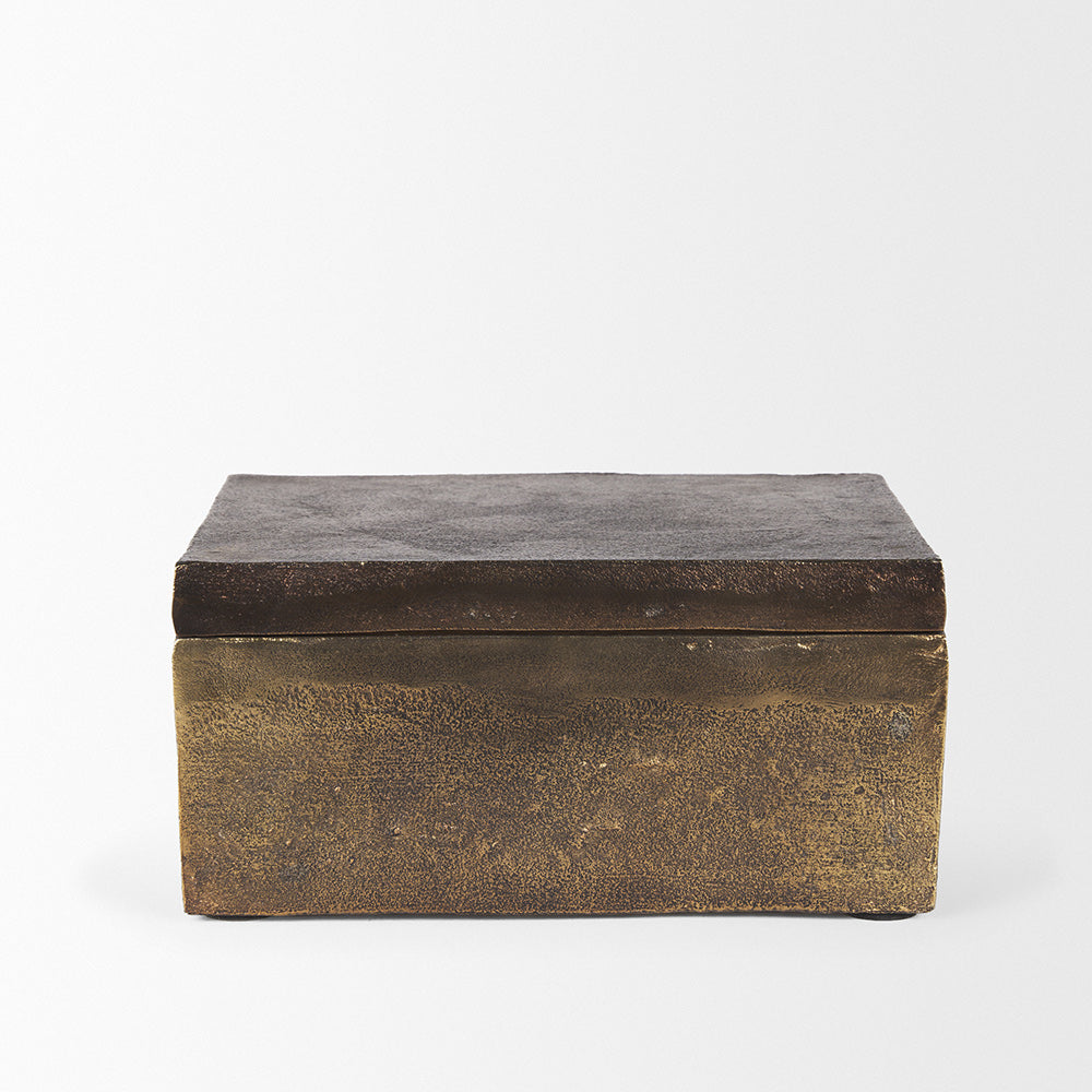 Mercana - Porschia Large Antiqued Gold Metal Decorative Box - 70675 view 2