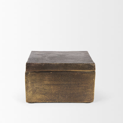 Mercana - Porschia Large Antiqued Gold Metal Decorative Box - 70675 view 3