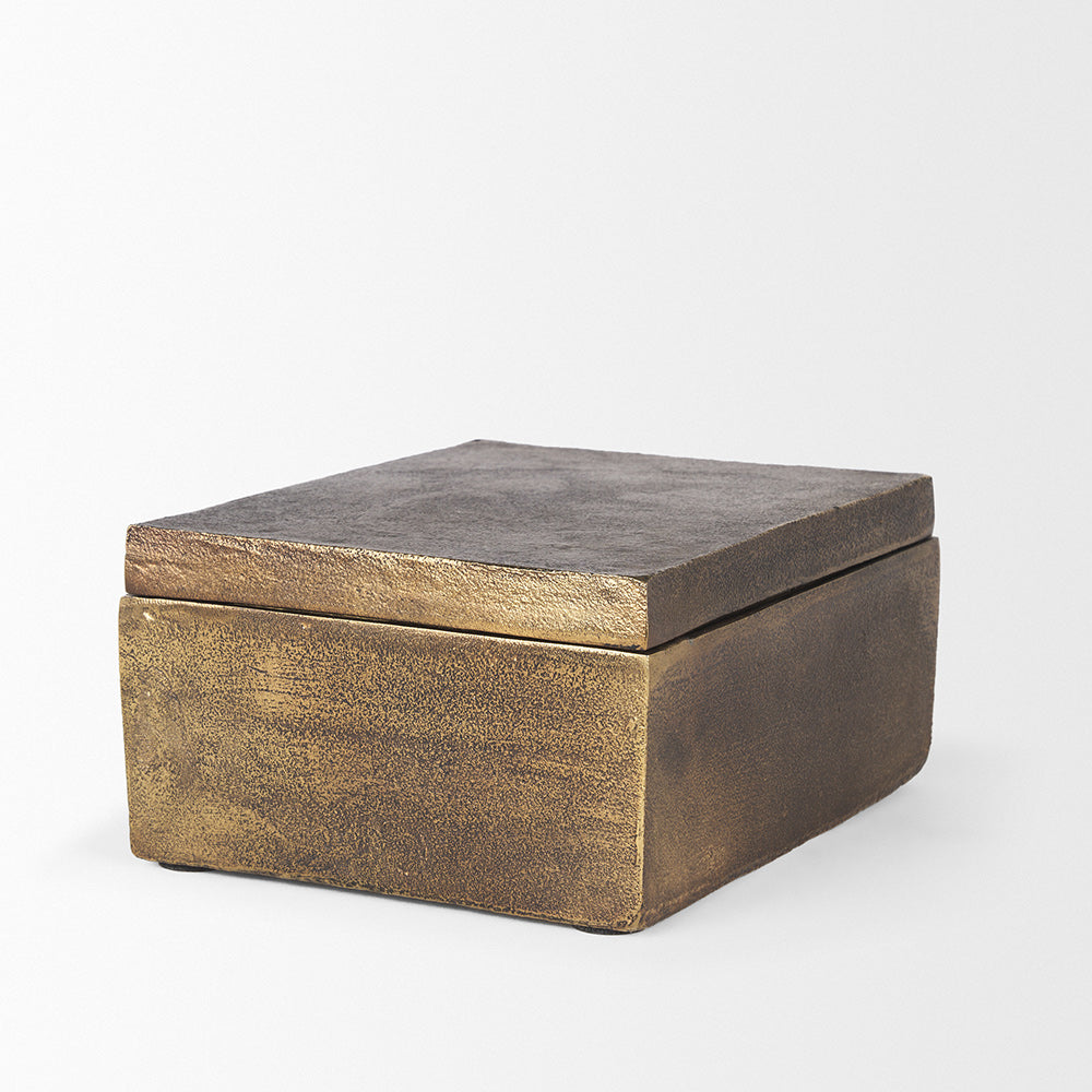 Mercana - Porschia Large Antiqued Gold Metal Decorative Box - 70675 view 4