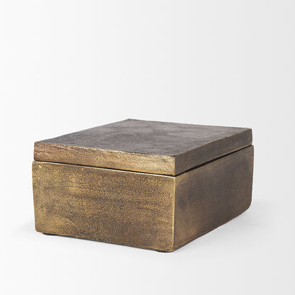 Mercana - Porschia Large Antiqued Gold Metal Decorative Box - 70675 view 4