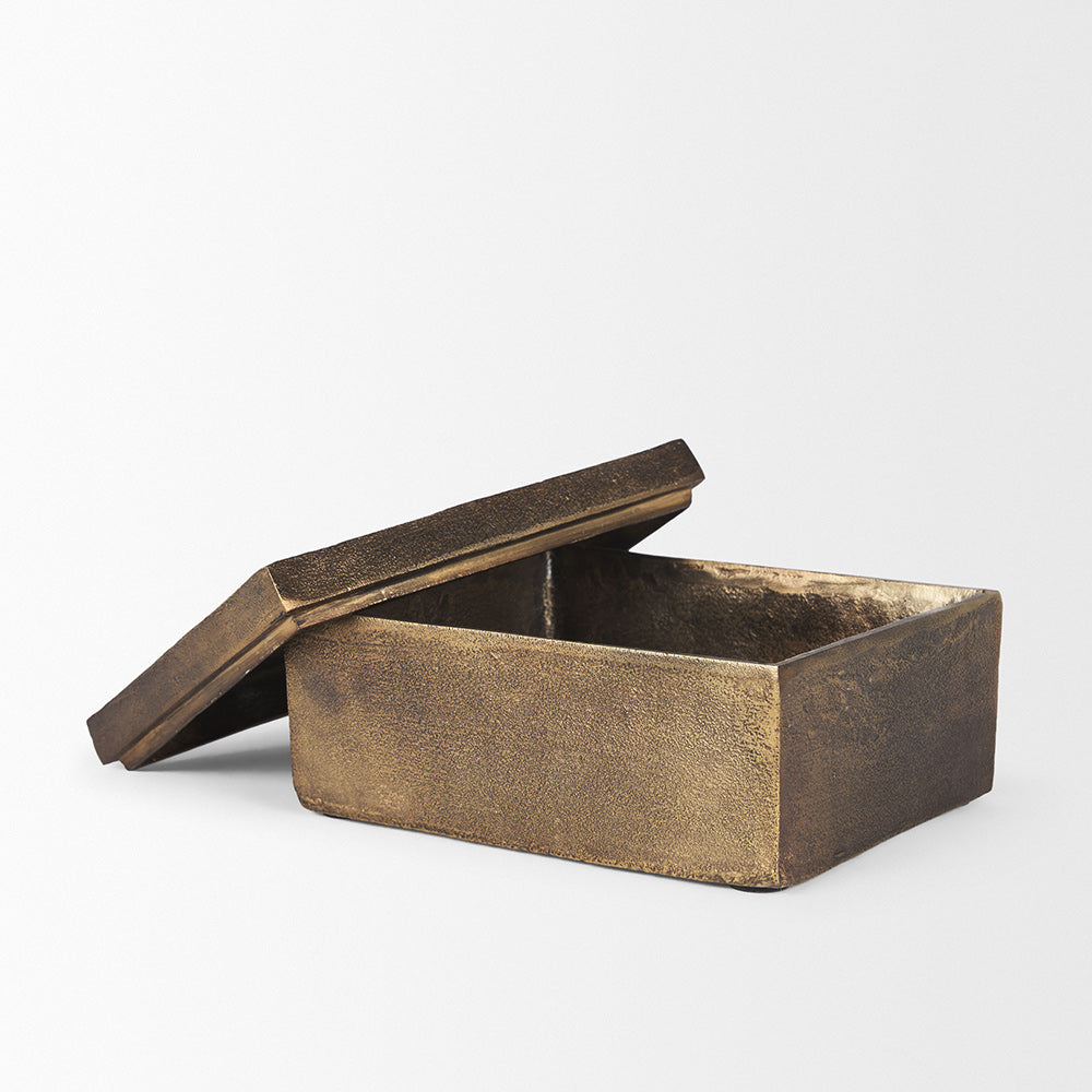Mercana - Porschia Large Antiqued Gold Metal Decorative Box - 70675 view 5