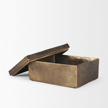 Mercana - Porschia Large Antiqued Gold Metal Decorative Box - 70675 view 5