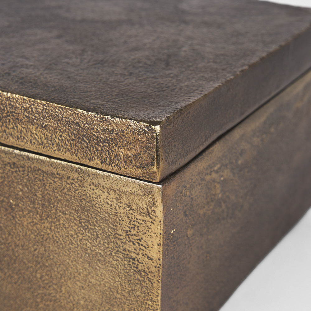 Mercana - Porschia Large Antiqued Gold Metal Decorative Box - 70675 view 6