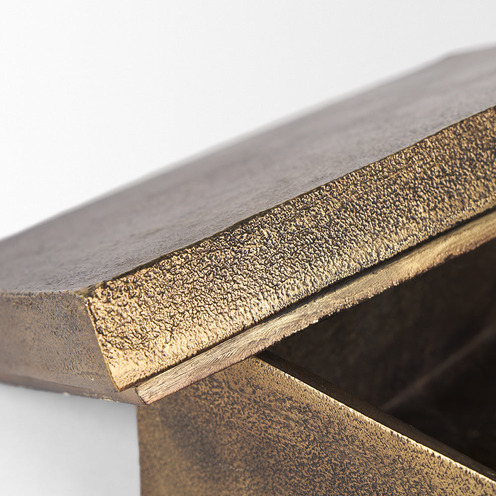Mercana - Porschia Large Antiqued Gold Metal Decorative Box - 70675 view 7