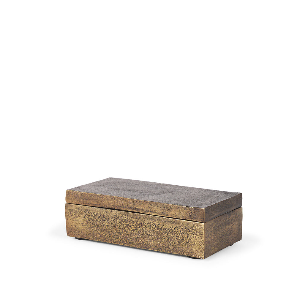 Mercana - Porschia Small Antiqued Gold Metal Decorative Box - 70674 view 1